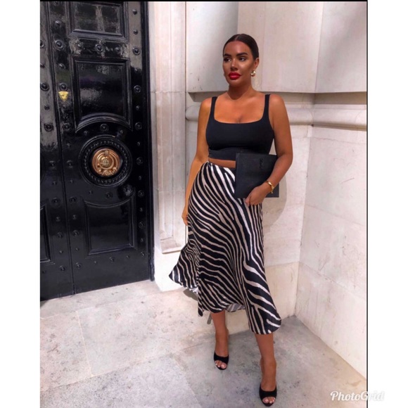 H&M Dresses & Skirts - SOLD! Zebra Flared Satin Slip Silk Bias Cut Skirt